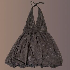 Alice + Olivia Metallic Halter Bubble Mini Dress